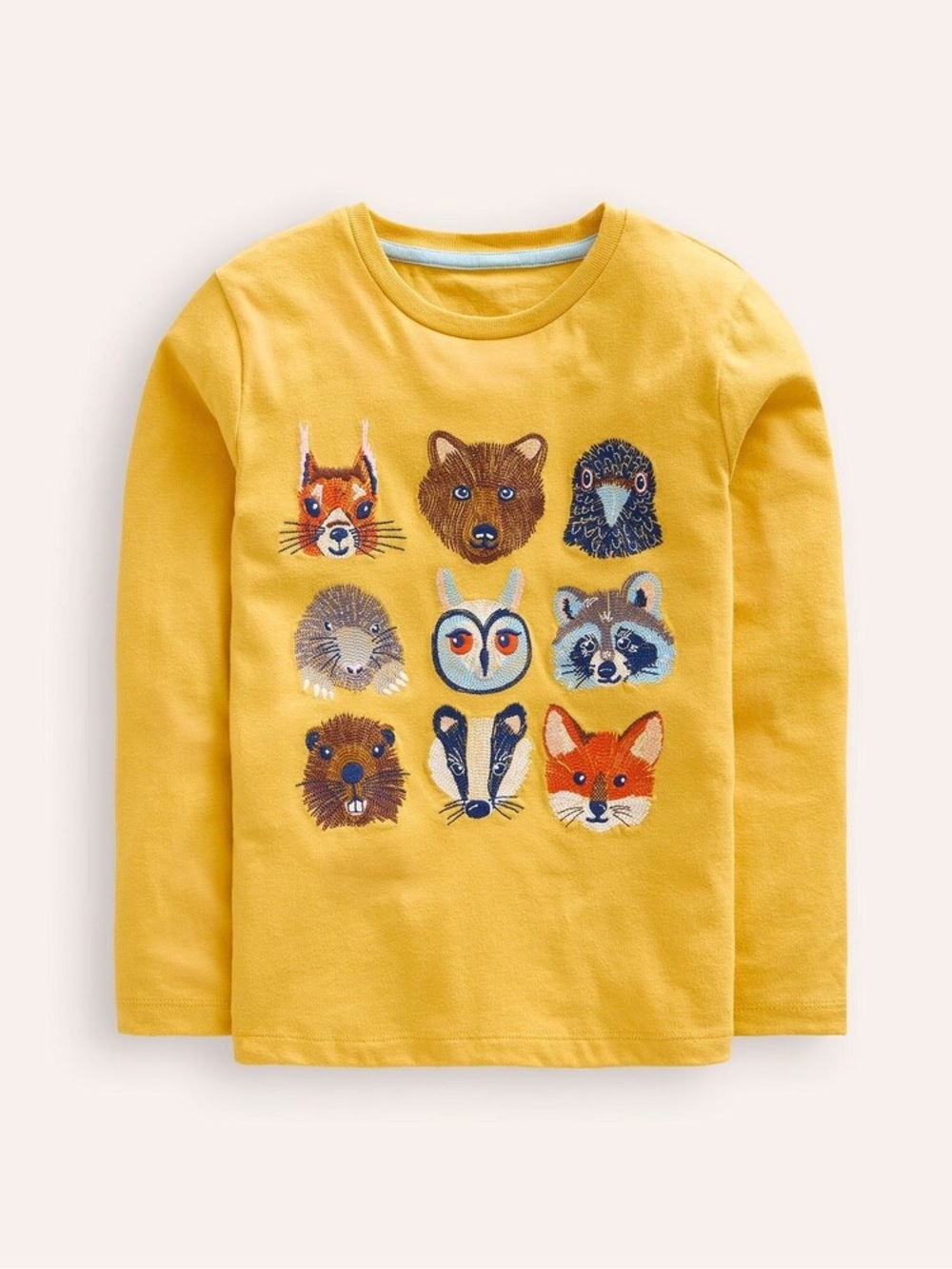 Mini Boden Kids Yellow Tee Size 10 Embroidered Woodland Forest Cottagecore Kid - Picture 2 of 13